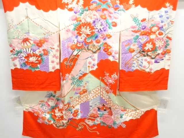 JAPANESE KIMONO / ANTIQUE KIMONO / SILK / EMBROIDERY / FLORAL CART